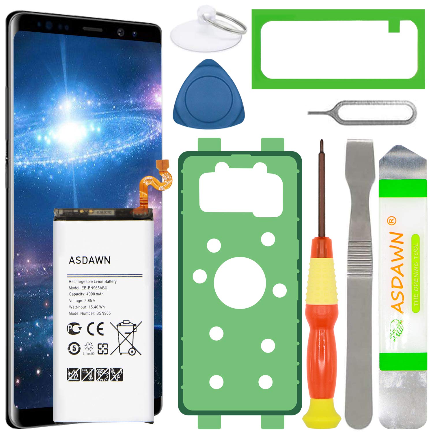 Galaxy Note 9 Battery Replacement, Eb Bn965Abu Battery For Samsung Galaxy Note 9 Sm N960 N960U/U1/A/T/P/V/R4/W/F With Repair Too